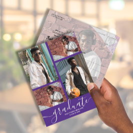 Invitación a una fiesta de graduación púrpura de m