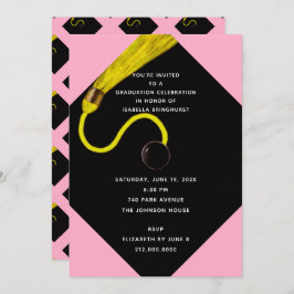 Invitación a una fiesta de graduación rosa