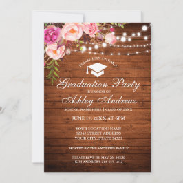Invitación a una fiesta de graduación rosa con luc