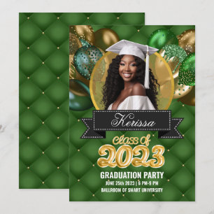 Invitación a una fiesta de graduación verde y de o