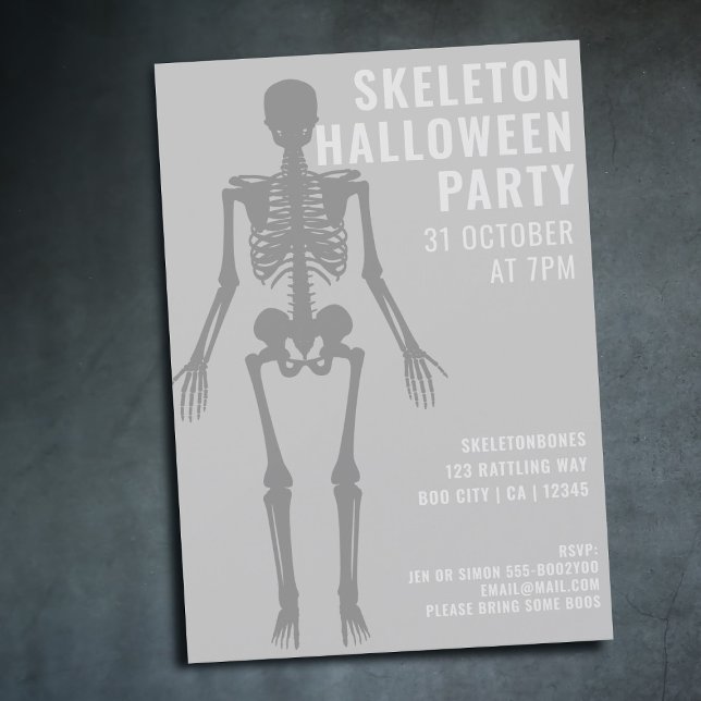 Invitación a una fiesta de Halloween con esqueleto (For Halloween Parties - add the details of yours)