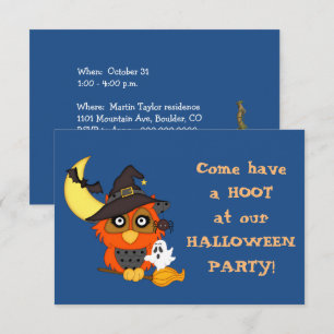 Invitación a una fiesta de Halloween con un búho