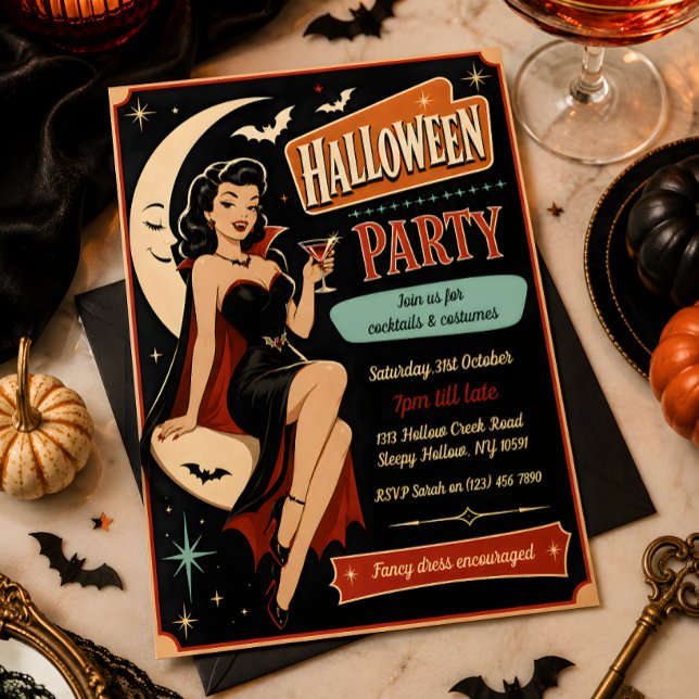 Invitación a una fiesta de Halloween de vampiro pi (Subido por el creador)