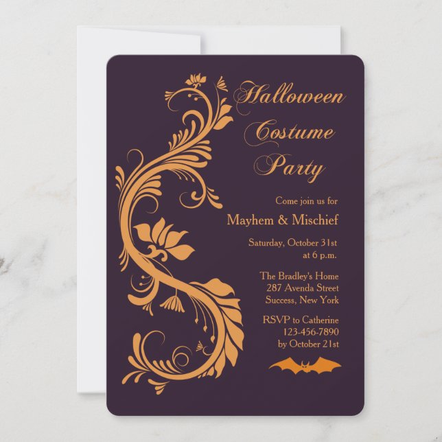 Invitación a una Fiesta de Halloween Elegante (Anverso)
