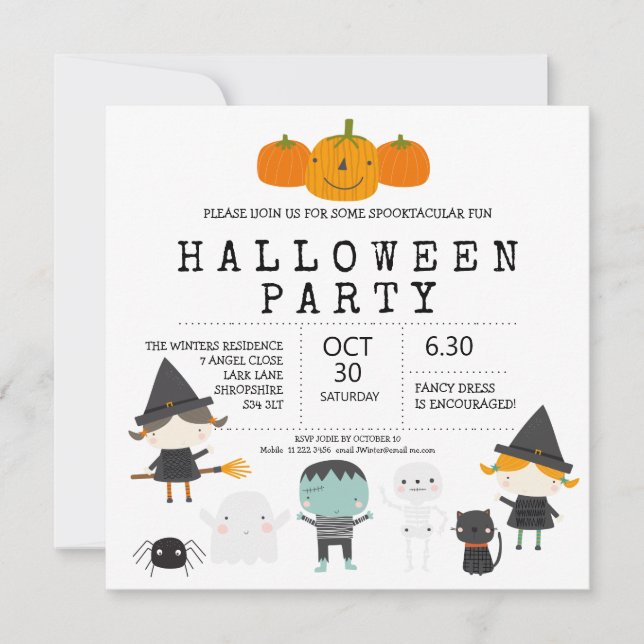 Invitación a una fiesta de Halloween moderna, lind (Anverso)