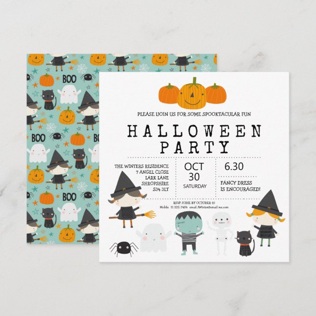 Invitación a una fiesta de Halloween moderna, lind (Anverso / Reverso)