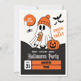 Invitación a una fiesta de Naranja y Halloween neg