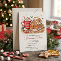 Invitación a una fiesta de Navidad con jengibre y