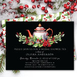 Invitación a una fiesta de navidades<br><div class="desc">Este Navidad festivo recibe una invitación para tomar un té en la ducha de novias y cuenta con un recipiente de té adornado con ramas de bayas y azulejos. La invitación es perfecta para celebrar la próxima novia durante la temporada navideña. En la parte delantera de la invitación encontrarás el...</div>