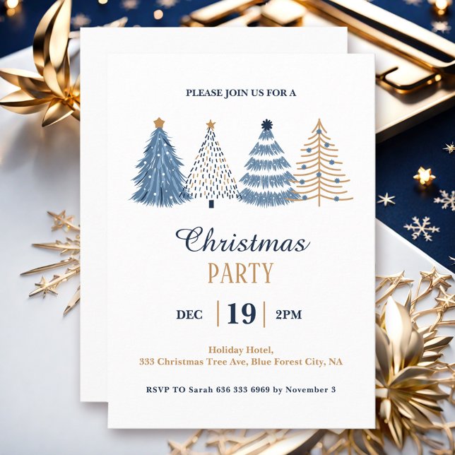 Invitación a una fiesta de Navidades azules corpor (Simple Corporate Blue Christmas Party Invitation)