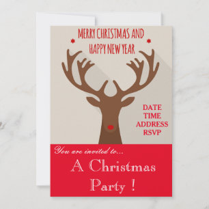 Invitación a una fiesta de Navidades de renos hips