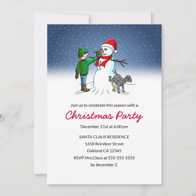 Invitación a una fiesta de Navidades de Snowman (Anverso)