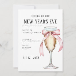 Invitación a una fiesta de Nochevieja con champán