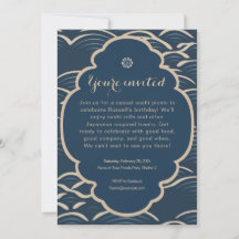 Invitación a una fiesta de olas azules inspirada e