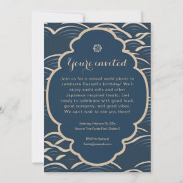 Invitación a una fiesta de olas azules inspirada e