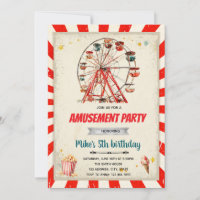 Invitación a una fiesta de parque de atracciones