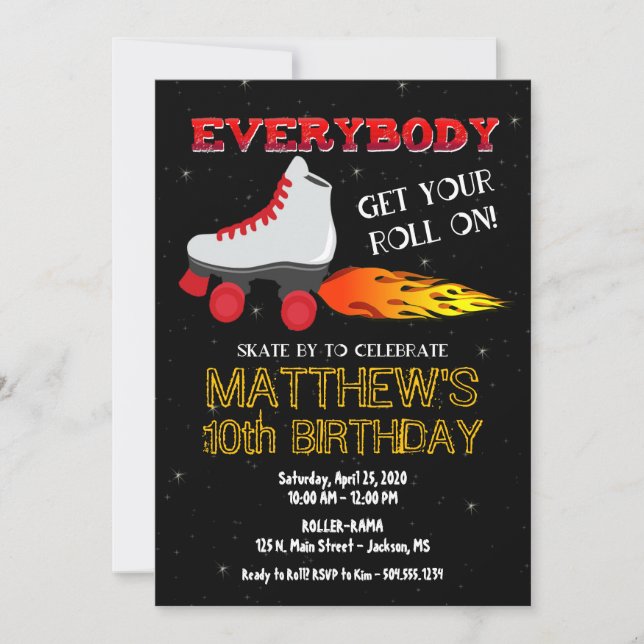 Invitación a una fiesta de patinaje, invitación a  (Anverso)