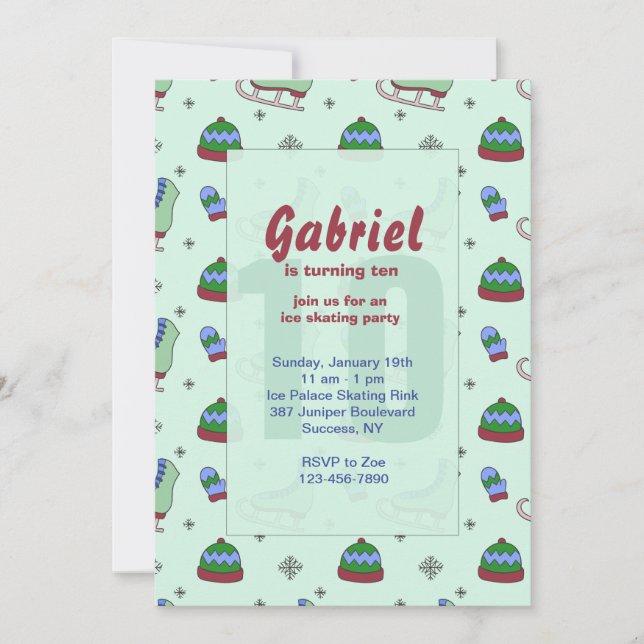 Invitación a una fiesta de patinaje sobre hielo (Anverso)