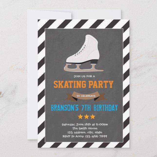 Invitación a una fiesta de patinaje sobre hielo (Anverso)