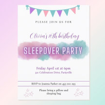 Invitación a una fiesta de pijamas | Pasteles boni