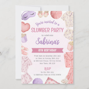 Invitación a una fiesta de pijamas rosa - Noche de