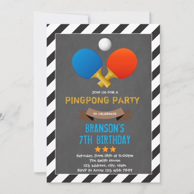 Invitación a una fiesta de ping pong (Anverso)