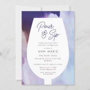 Invitación a una fiesta de pintura y vino para ser