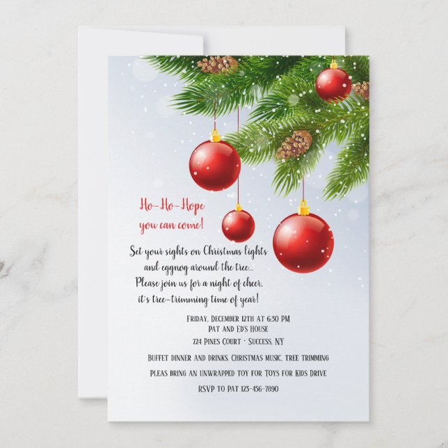 Invitación a una Fiesta de Poda de Árboles (Anverso)