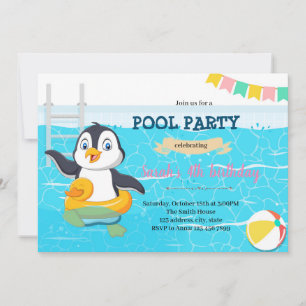 Invitación a una fiesta de pool de pingüinos