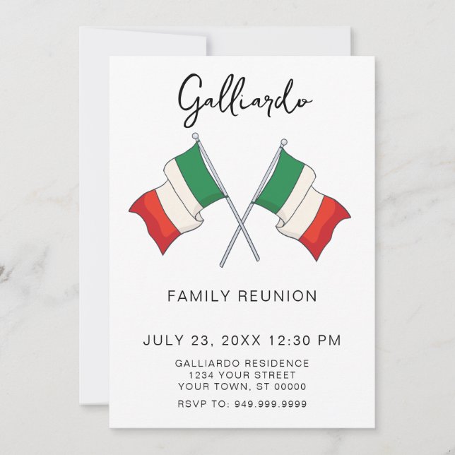 Invitación a una fiesta de reunión familiar italia (Anverso)