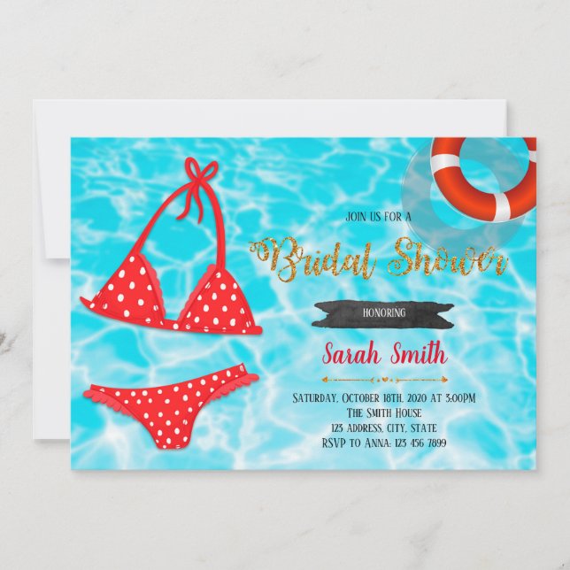 Invitación a una fiesta de soltería de traje de ba (Anverso)