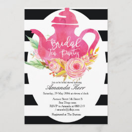 Invitación a una fiesta de té acuarela con ducha d