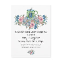 Invitación a una fiesta de té acuarela floral para