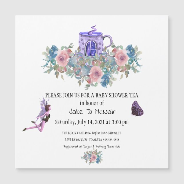 Invitación a una fiesta de té acuarela floral para (Anverso)