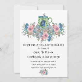 Invitación a una fiesta de té acuarela floral para