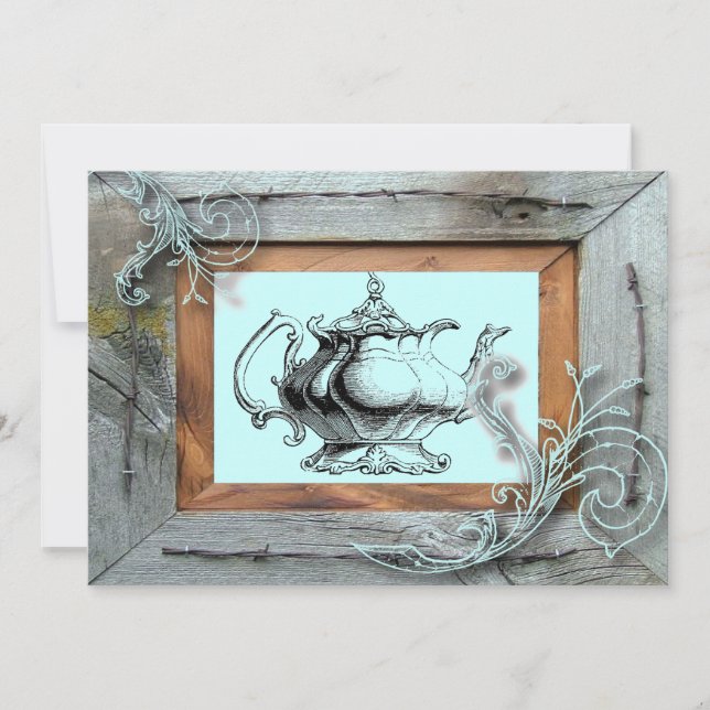 Invitación a una fiesta de té con ducha de novia e (Anverso)