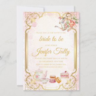 Invitación a una fiesta de té con ducha de novia f