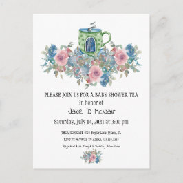 Invitación a una fiesta de té con flores de color