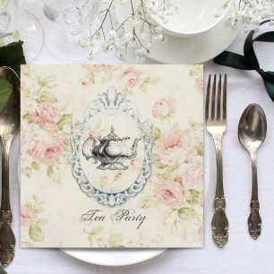 Invitación a una fiesta de té con flores rosadas p