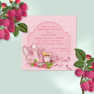 Invitación a una fiesta de té de Baby Shower rosa