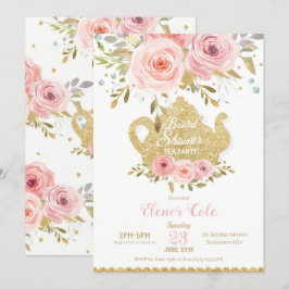 Invitación a una fiesta de té de ducha con flores 