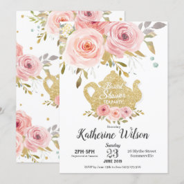 Invitación a una fiesta de té de ducha con flores 