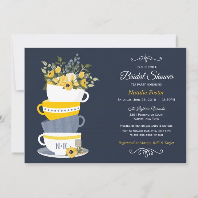 Invitación a una fiesta de té de ducha de novia |  (Anverso)