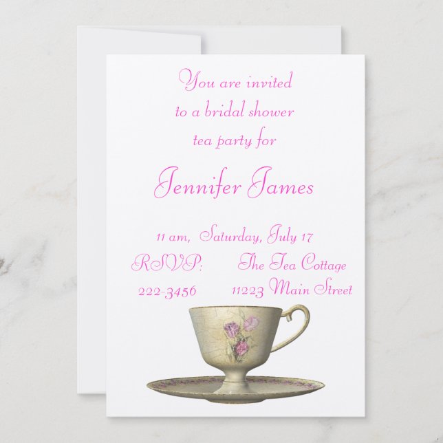 Invitación a una fiesta de té de ducha de novia (Anverso)