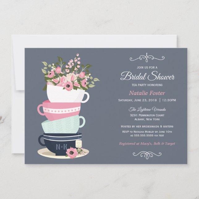 Invitación a una fiesta de té de ducha de novia |  (Anverso)