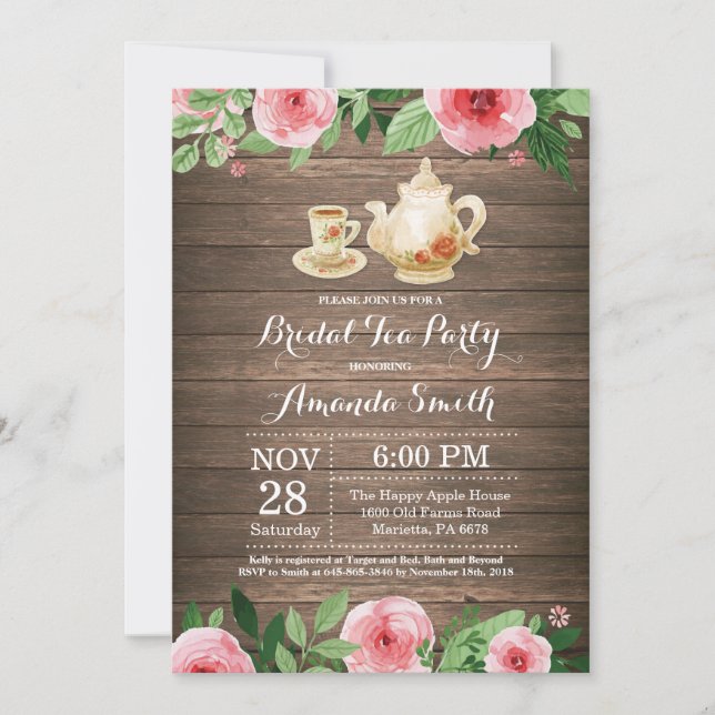 Invitación a una fiesta de té de ducha de novia ru (Anverso)