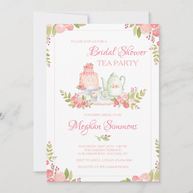 Invitación a una fiesta de té de novia (Anverso)