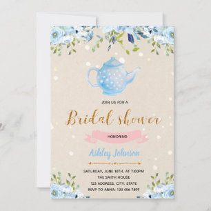 Invitación a una fiesta de té de novia azul