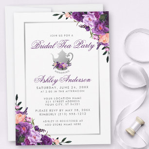 Invitación a una fiesta de té de novia con flores 