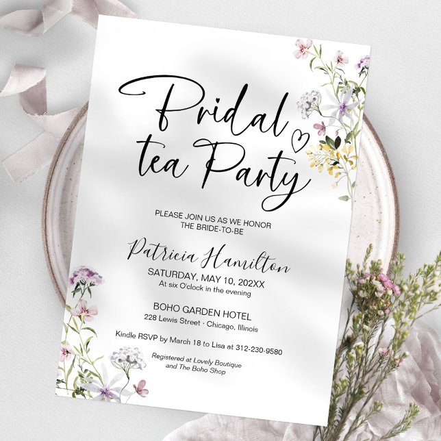 Invitación a una fiesta de té de novia con flores  (Subido por el creador)